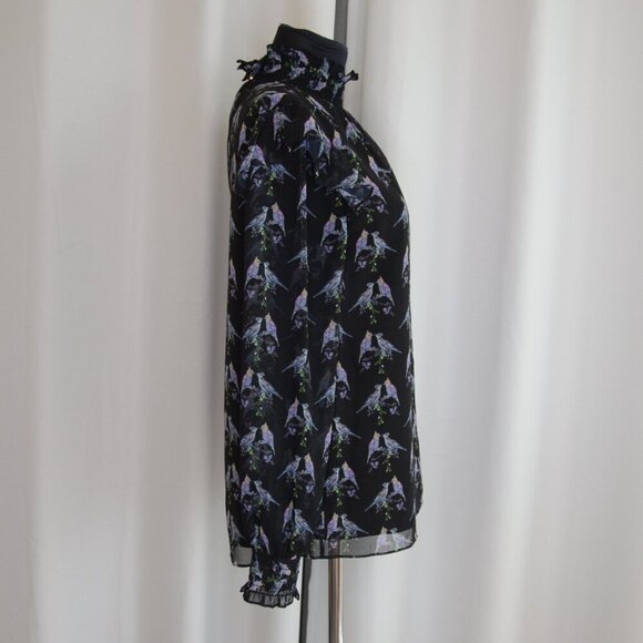 Ted Baker Zabrina Lovebirds Ruffle Blouse Sz S - Picture 3 of 11